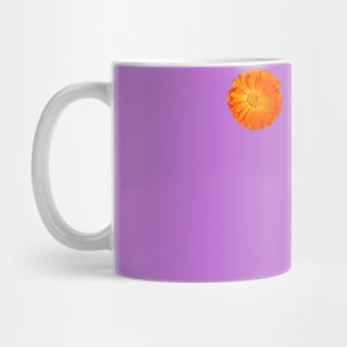 Orange Flower on funky purple background Mug